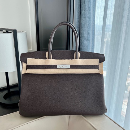 バーキン 40 Birkin40cm 46/ Ebene  エベーヌ，トゴ togo，シルバー金具全手縫い