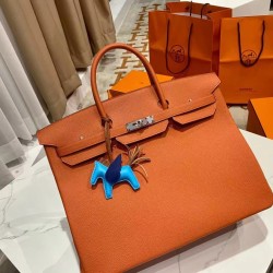 バーキン 40 Birkin40cm 93 /Orange オレンジ/シルバー金具  トゴ togo，全手縫い