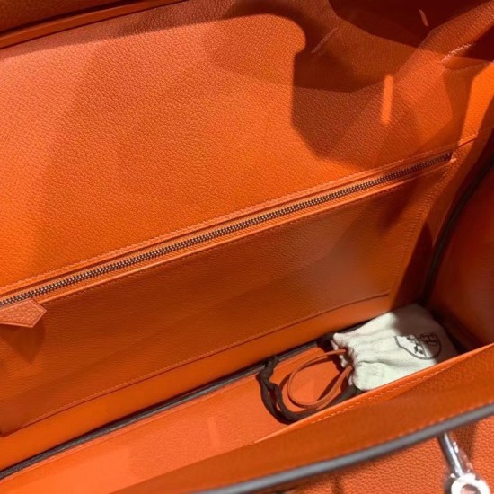 バーキン 40 Birkin40cm 93 /Orange オレンジ/シルバー金具  トゴ togo，全手縫い