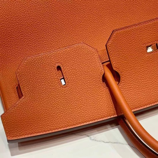 バーキン 40 Birkin40cm 93 /Orange オレンジ/シルバー金具  トゴ togo，全手縫い