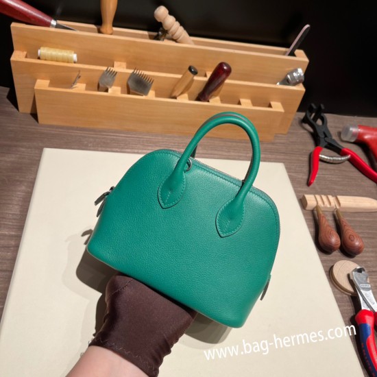 エルメス ボリード ミニ  HERMES Bolide 1923 Miniエバーカラー ヴェールヴェルティゴ U4 /Vert Vertigo   シルバー金具  bolide-mi007 全手縫い