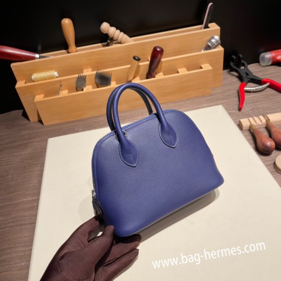 エルメス ボリード ミニ  HERMES Bolide 1923 Miniエバーカラー ブルーサフィール 73 /Blue Saphir   ゴールド金具  bolide-mi010 全手縫い