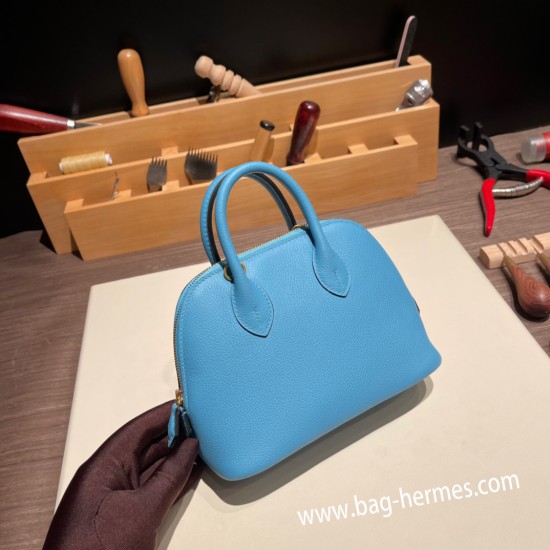 エルメス ボリード ミニ  HERMES Bolide 1923 Miniエバーカラー ブルーノール P3 /Blue du Nord   ゴールド金具  bolide-mi011 全手縫い