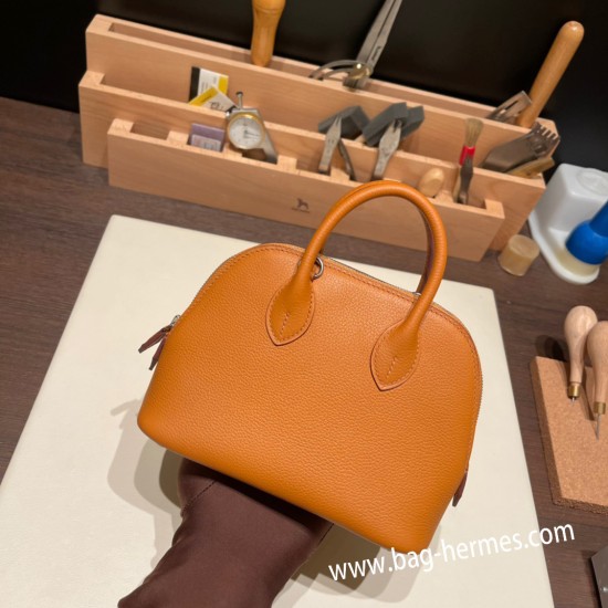 エルメス ボリード ミニ  HERMES Bolide 1923 Miniエバーカラー トフィ1H /Toffee   シルバー金具  bolide-mi012 全手縫い