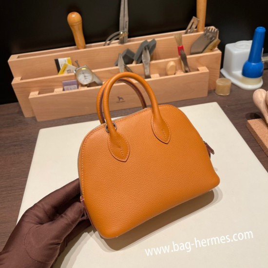 エルメス ボリード ミニ  HERMES Bolide 1923 Miniエバーカラー トフィ1H /Toffee   シルバー金具  bolide-mi012 全手縫い