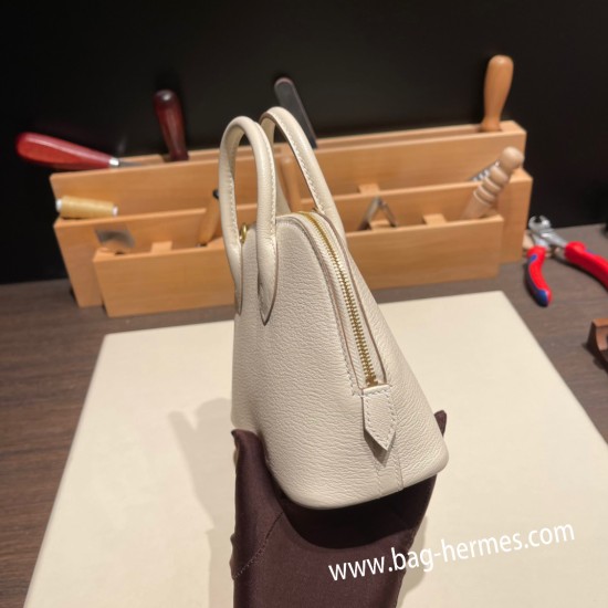 エルメス ボリード ミニ  HERMES Bolide 1923 Miniシェブルミゾル  Chevre クレ10 /Craie   ゴールド金具  bolide-mi018 全手縫い