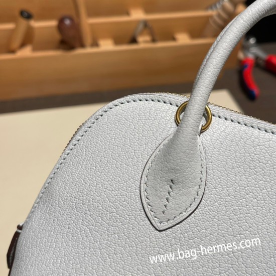 エルメス ボリード ミニ  HERMES Bolide 1923 Miniシェブルミゾル  Chevre アズール 7R /Azur   ゴールド金具  bolide-mi019 全手縫い