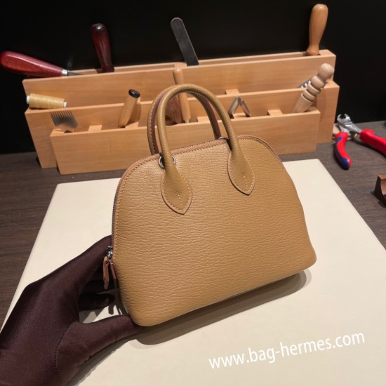 エルメス ボリード ミニ  HERMES Bolide 1923 Miniシェブルミゾル  Chevre Quebracho 2J /Quebracho   シルバー金具  bolide-mi020 全手縫い