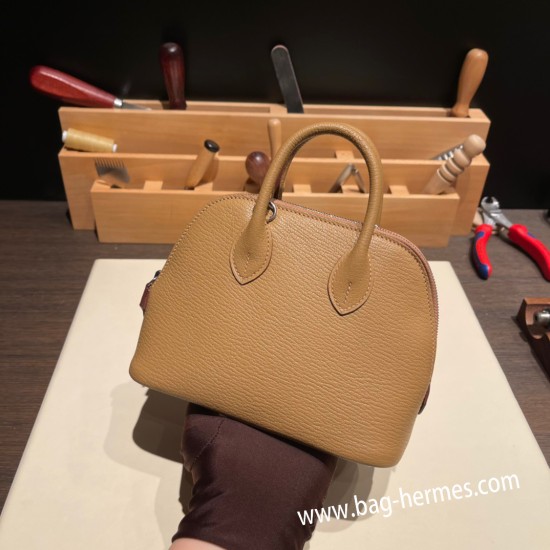 エルメス ボリード ミニ  HERMES Bolide 1923 Miniシェブルミゾル  Chevre Quebracho 2J /Quebracho   シルバー金具  bolide-mi020 全手縫い