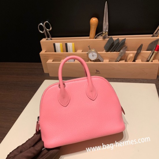 エルメス ボリード ミニ  HERMES Bolide 1923 Miniシェブルミゾル  Chevre ローズコンフェッティ 1Q/Rose Confetti   シルバー金具  bolide-mi022 全手縫い