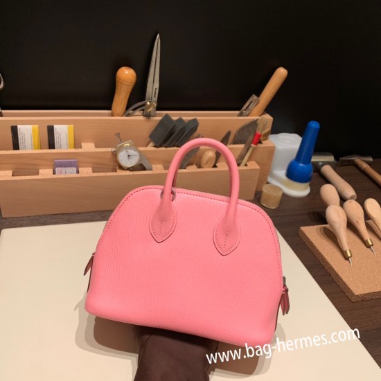 エルメス ボリード ミニ  HERMES Bolide 1923 Miniシェブルミゾル  Chevre ローズコンフェッティ 1Q/Rose Confetti   シルバー金具  bolide-mi022 全手縫い