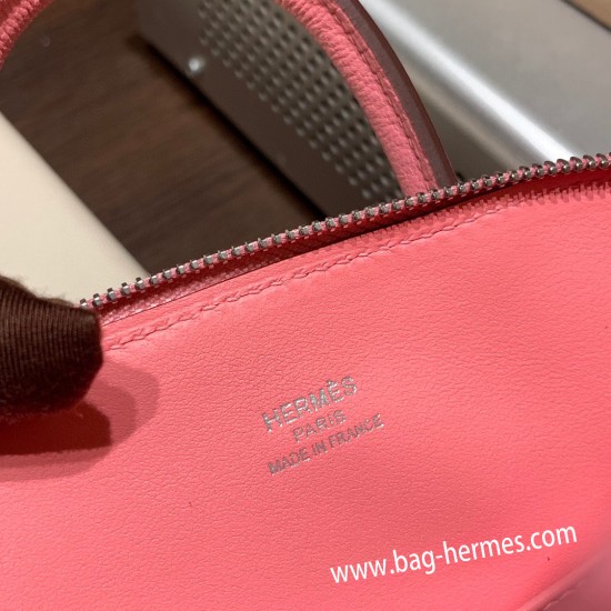 エルメス ボリード ミニ  HERMES Bolide 1923 Miniシェブルミゾル  Chevre ローズコンフェッティ 1Q/Rose Confetti   シルバー金具  bolide-mi022 全手縫い