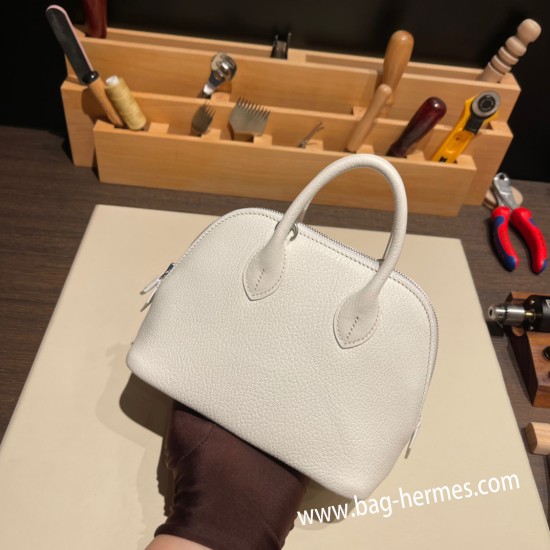 エルメス ボリード ミニ  HERMES Bolide 1923 Miniシェブルミゾル  Chevre ビスキュイ4B /Biscuit   シルバー金具  bolide-mi029 全手縫い