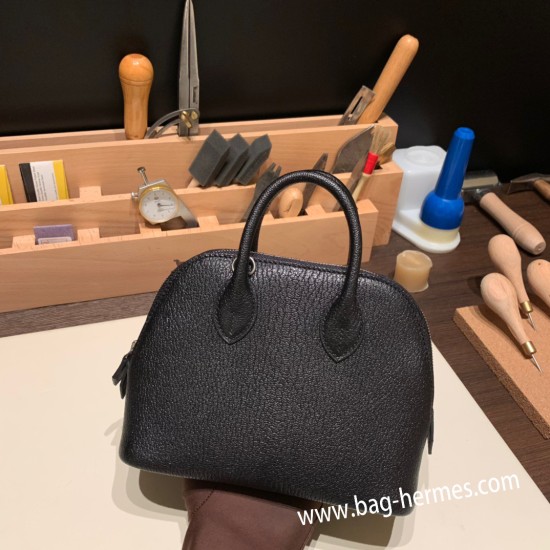 エルメス ボリード ミニ  HERMES Bolide 1923 Miniシェブルミゾル  Chevre ブラック 89 /Black (Noir)   シルバー金具  bolide-mi032 全手縫い