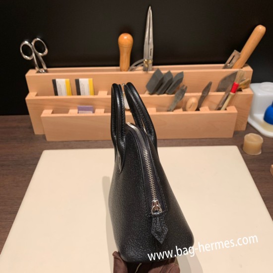 エルメス ボリード ミニ  HERMES Bolide 1923 Miniシェブルミゾル  Chevre ブラック 89 /Black (Noir)   シルバー金具  bolide-mi032 全手縫い