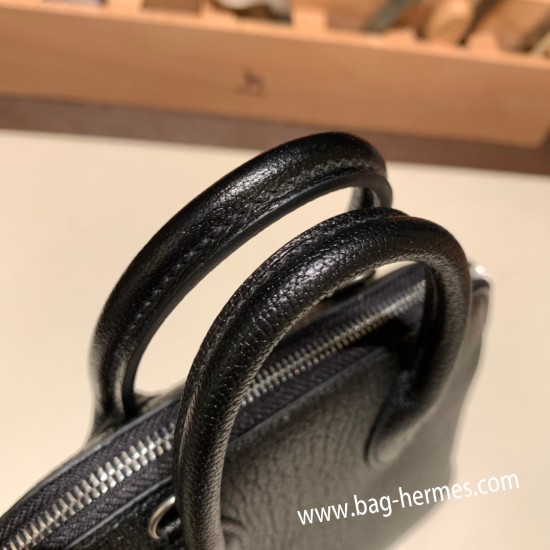 エルメス ボリード ミニ  HERMES Bolide 1923 Miniシェブルミゾル  Chevre ブラック 89 /Black (Noir)   シルバー金具  bolide-mi032 全手縫い