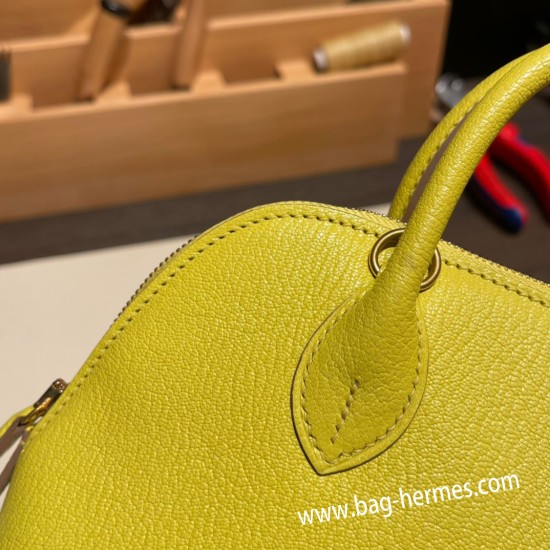 エルメス ボリード ミニ  HERMES Bolide 1923 Miniシェブルミゾル  Chevre ライム 9R/Lime   ゴールド金具  bolide-mi036 全手縫い