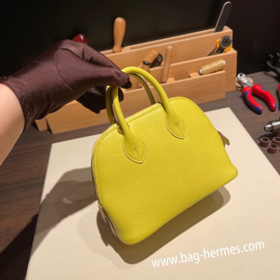 エルメス ボリード ミニ  HERMES Bolide 1923 Miniシェブルミゾル  Chevre ライム 9R/Lime   ゴールド金具  bolide-mi036 全手縫い