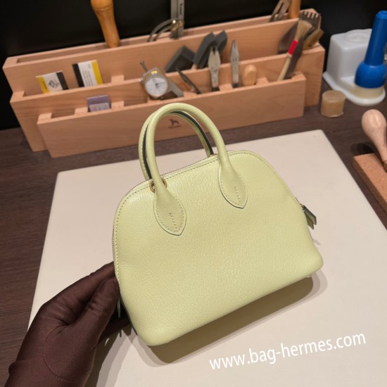 エルメス ボリード ミニ  HERMES Bolide 1923 Miniシェブルミゾル  Chevre モーヴシルベストル R9 /Jaune Bourgeon   ゴールド金具  bolide-mi040 全手縫い