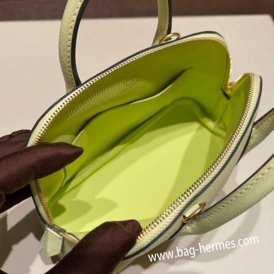 エルメス ボリード ミニ  HERMES Bolide 1923 Miniシェブルミゾル  Chevre モーヴシルベストル R9 /Jaune Bourgeon   ゴールド金具  bolide-mi040 全手縫い