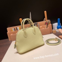 エルメス ボリード ミニ  HERMES Bolide 1923 Miniシェブルミゾル  Chevre モーヴシルベストル R9 /Jaune Bourgeon   ゴールド金具  bolide-mi040 全手縫い