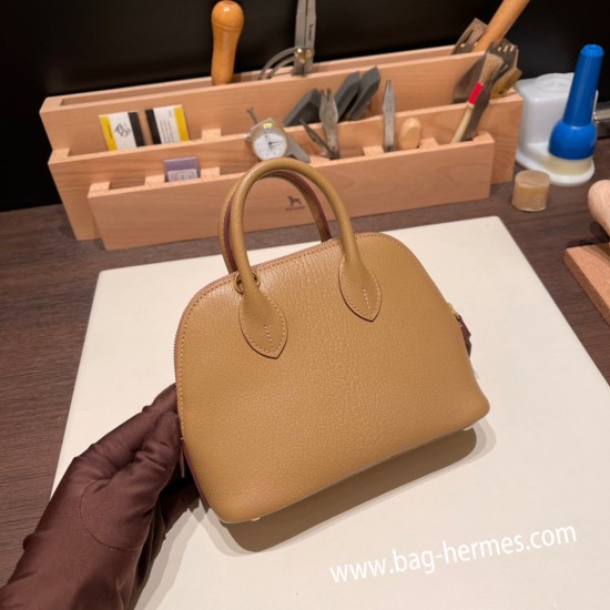 エルメス ボリード ミニ  HERMES Bolide 1923 Miniシェブルミゾル  Chevre  2J Quebracho & K4 /Rose d’ete ローズエテ  ゴールド金具  bolide-mi042 全手縫い