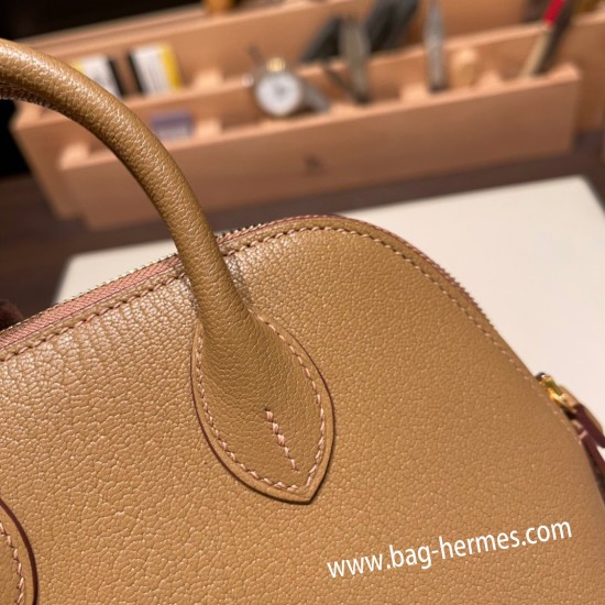 エルメス ボリード ミニ  HERMES Bolide 1923 Miniシェブルミゾル  Chevre  2J Quebracho & K4 /Rose d’ete ローズエテ  ゴールド金具  bolide-mi042 全手縫い