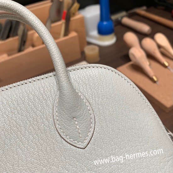 エルメス ボリード ミニ  HERMES Bolide 1923 Miniシェブルミゾル  Chevre  80 /Pearl Grey パールグレー シルバー金具  bolide-mi045 全手縫い