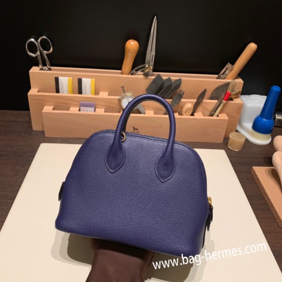 エルメス ボリード ミニ  HERMES Bolide 1923 Miniシェブルミゾル  Chevre ブルーアンクルM3/Blue Encre   ゴールド金具  bolide-mi050 全手縫い