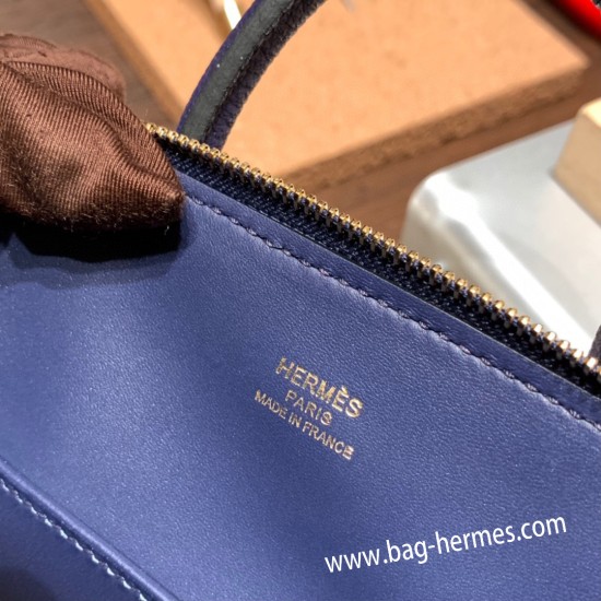 エルメス ボリード ミニ  HERMES Bolide 1923 Miniシェブルミゾル  Chevre ブルーアンクルM3/Blue Encre   ゴールド金具  bolide-mi050 全手縫い