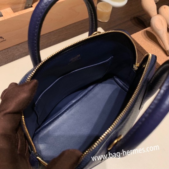 エルメス ボリード ミニ  HERMES Bolide 1923 Miniシェブルミゾル  Chevre ブルーアンクルM3/Blue Encre   ゴールド金具  bolide-mi050 全手縫い