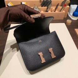 エルメス コンスタンス  ミニ ヴォーエプソン ブラック 89/ Black Rose ゴールド金具  constance19-077 全手縫い