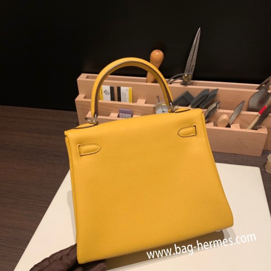 エルメス ケリー25cm togo トゴ  ジョーヌアンブル 9D /Jaune Ambre シルバー金具  kelly25-027 全手縫い