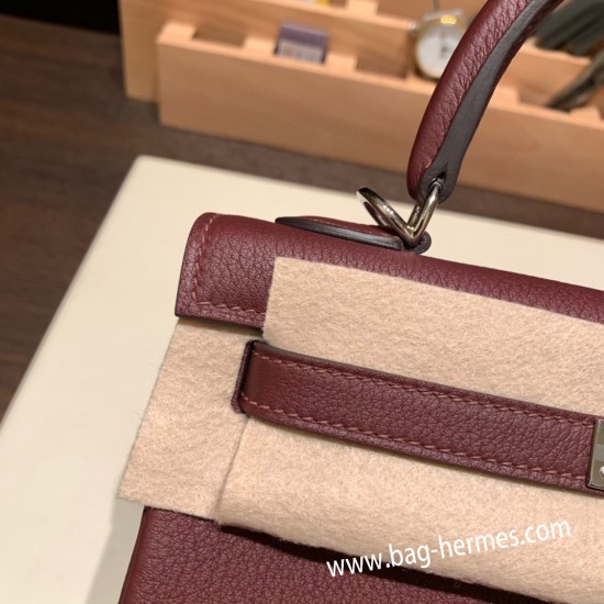 エルメス ケリー25cm togo トゴ  ボルドー 57 /Bordeaux シルバー金具  kelly25-032 全手縫い