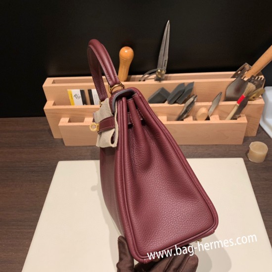 エルメス ケリー25cm togo トゴ  ボルドー 57 /Bordeaux ゴールド金具  kelly25-033 全手縫い