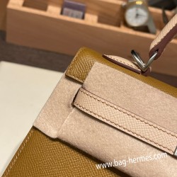 エルメス ケリー25cm 外縫い ヴォーエプソン Epsom  ブロンズドレ U8 /Bronze Dore & ローズエグランタイン P1 /Rose Eglantine シルバー金具  kelly25-054 全手縫い