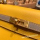 エルメス ケリー25cm 外縫い ヴォーエプソン Epsom  ジョーヌアンブル 9D /Jaune Ambre & グリアスファルトM8/Gris Asphalt ゴールド金具  kelly25-060 全手縫い