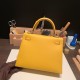 エルメス ケリー25cm 外縫い ヴォーエプソン Epsom  ジョーヌアンブル 9D /Jaune Ambre  シルバー金具  kelly25-110 全手縫い