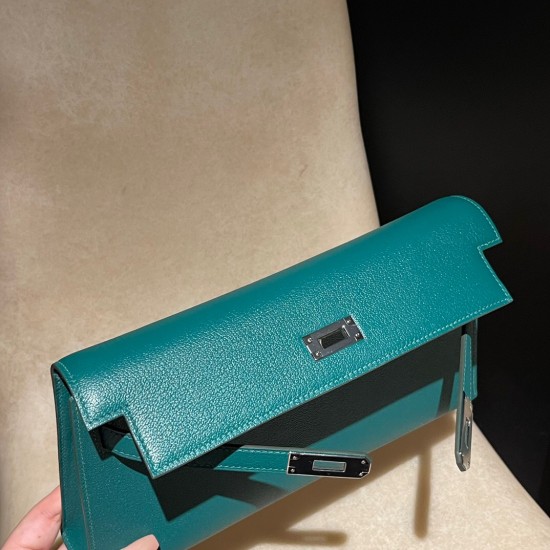 エルメス ショルダーバッグ レディース HERMES ケリー エラン Elan  シェブルミゾル Chevre シェブルミゾル Chevre U4/Vert Vertigo ヴェールヴェルティゴ kellyelan-014 全手縫い