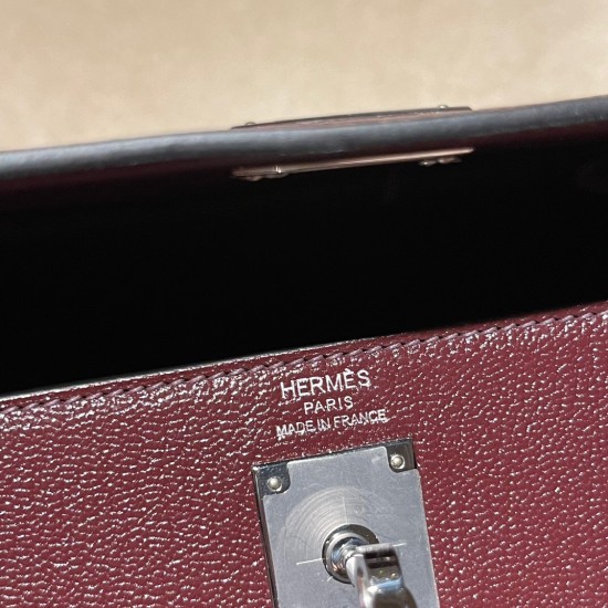 エルメス ショルダーバッグ レディース HERMES ケリー エラン Elan  シェブルミゾルChevre シェブルミゾルChevre 0G/Rouge Sellier  ルージュセリエ kellyelan-026 全手縫い