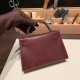 エルメスケリーミニ Kelly bag miniMini Kelly New stock  リザードナチュラ ボルドー 57 /Bordeaux ゴールド金具   kellymini-006 全手縫い