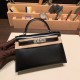 エルメスケリーミニ Kelly bag miniMini Kelly New stock  box  ボックスカーフ ブラック 89/ Black (Noir) シルバー金具 kellymini-011 全手縫い