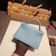 エルメスケリーミニ Kelly bag miniMini Kelly New stock  オーストリッチ ostrich ブルーラン J7 /Blue Lin   ゴールド金具   kellymini-019 全手縫い