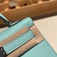 エルメスケリーミニ Kelly bag miniMini Kelly New stock  シェブルミゾル  Chevre ラゴン 7V /Lagon シルバー金具 kellymini-028 全手縫い