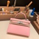 エルメスケリーミニ Kelly bag miniMini Kelly New stock  シェブルミゾル  Chevre ローズサクラ 3Q /Rose Sakura シルバー金具 kellymini-037 全手縫い