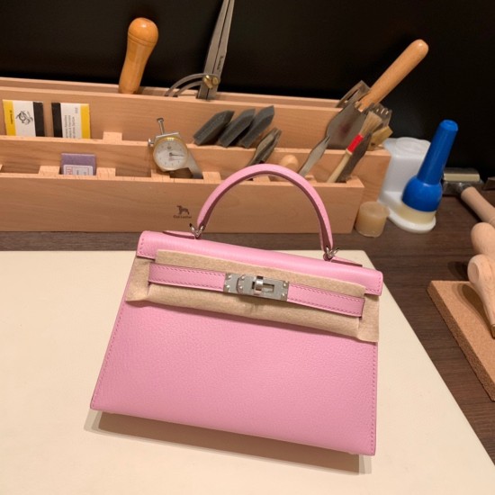 エルメスケリーミニ Kelly bag miniMini Kelly New stock  シェブルミゾル  Chevre モーヴシルベストル X9 /Mauve Sylvestre シルバー金具 kellymini-038 全手縫い