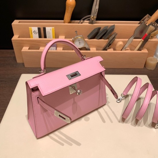 エルメスケリーミニ Kelly bag miniMini Kelly New stock  シェブルミゾル  Chevre モーヴシルベストル X9 /Mauve Sylvestre シルバー金具 kellymini-038 全手縫い