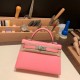 エルメスケリーミニ Kelly bag miniMini Kelly New stock  シェブルミゾル  Chevre ローズコンフェッティ 1Q/Rose Confetti シルバー金具 kellymini-039 全手縫い