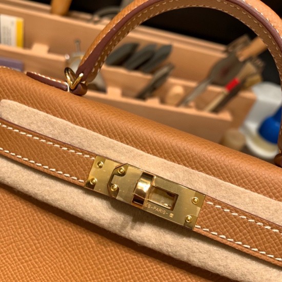 エルメスケリーミニ Kelly bag miniMini Kelly New stock  ヴォーエプソン Epsom ゴールド 37 /Gold ゴールド金具 kellymini-041 全手縫い