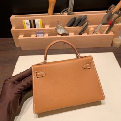 エルメスケリーミニ Kelly bag miniMini Kelly New stock  ヴォーエプソン Epsom ゴールド 37 /Gold ゴールド金具 kellymini-041 全手縫い